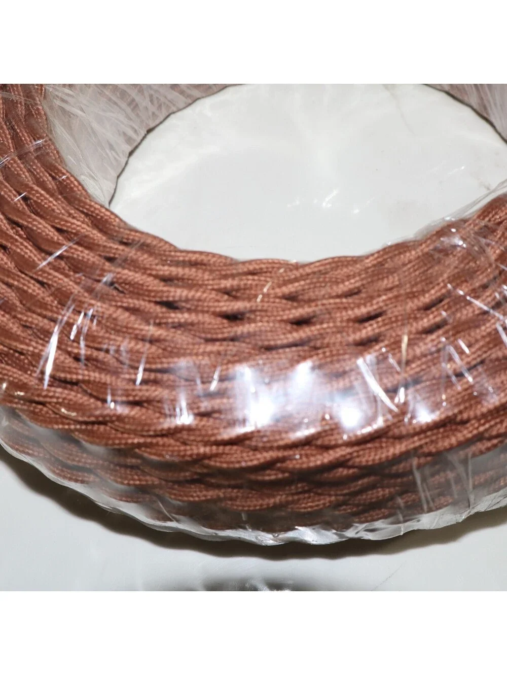Brown Twisted Cloth Covered Electrical Wire 2-Core Vintage Lamp Cord Cable